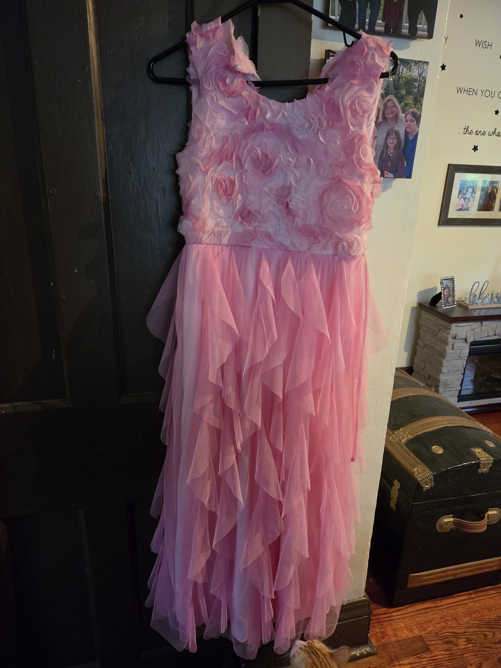 Speechless Pink Floral Rosette Tulle Gown for Girls